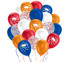 Party Love NL Partylove® Geslaagd Ballonnen 48 stuks Rood, Wit, Blauw & Oranje met Lint